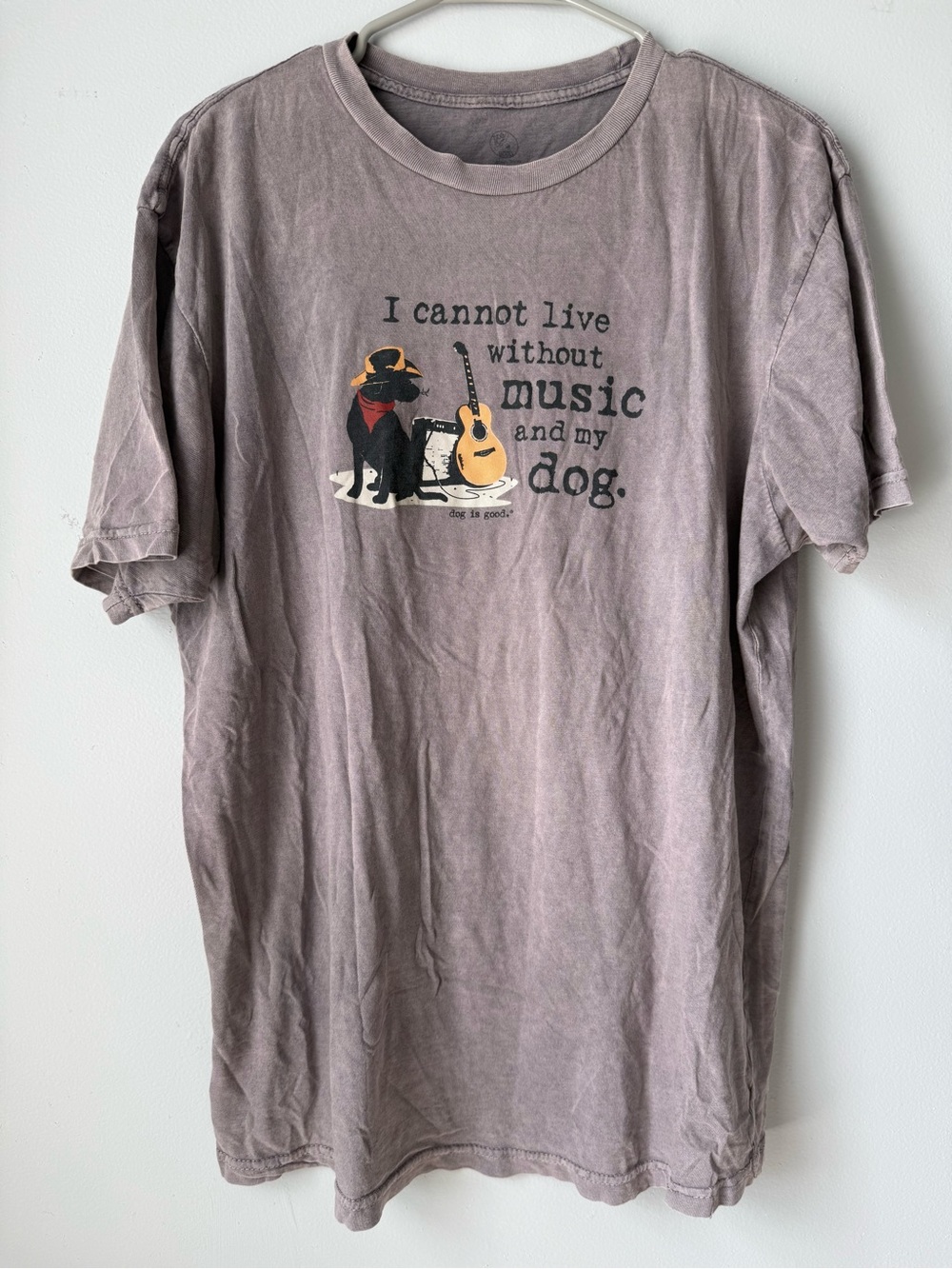 Dog Is Good Dog Lover Music Lover Graphic T-shirt Dusty Mauve purple Size L
